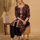 Noir Flora Mul Cotton Kurta with Contrasting Ajrakh Details