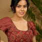 Sleek corset -style ajrakh fitted silhouette cotton blouse