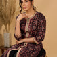 Noir Flora Mul Cotton Kurta with Contrasting Ajrakh Details