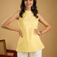 Stylish halter neck top crafted in soft yellow hakoba .