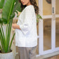 Classy White Cotton Embroidered Jacket with White Inner