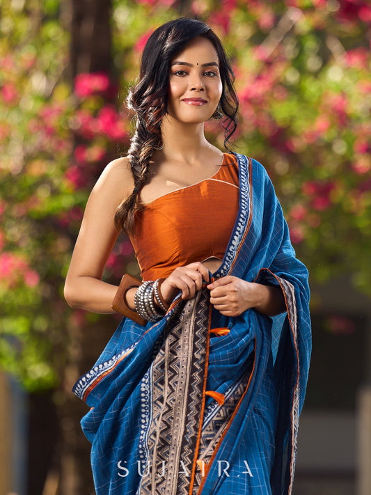 Graceful Orange Cotton Silk One Shoulder Blouse