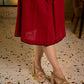 Modern Maroon A-Line Cotton Dress with Tribal Hand Block Printed Neckline & Cuffs