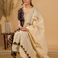 (3 piece Set) Artisan Noir Kurta Set with Intricate Appliqué & Kantha Work Silk Dupatta