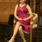 Magenta Muse Asymmetrical Dress with Crochet Lace Accents