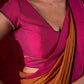 Blush Pink Cotton Silk Striped Blouse with Black Contrast Detailing and Subtle Embellishments