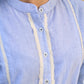 Light Blue Cotton Striped Shirt with Soft Lace Touches