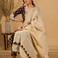 (3 piece Set) Artisan Noir Kurta Set with Intricate Appliqué & Kantha Work Silk Dupatta