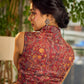 Regal Rust-Brown Chanderi Kalamkari Floral Chanderi Saree with Contrast Black Pallu