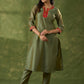 Soothing Olive Chanderi Kurta With Brocade Details - Pant Optional