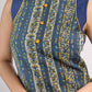 Indigo Halter Neck Cotton Designer Top with Ethnic Stripe Pattern & Mustard Accents