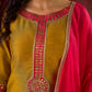 Vibrant Mustard Cotton-Silk Kurta with Pink Highlights & Subtle Gota Patti Work