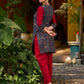 Blue Ajrakh short kurta with a handcrafted maroon patch.