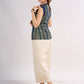 Indigo Halter Neck Cotton Designer Top with Ethnic Stripe Pattern & Mustard Accents