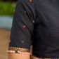Vibrant Black Georgette Saree with Golden Zari Border & Kalamkari Floral Print Pallu & Border