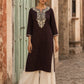 Timeless Black Ajrakh Polka Dot Cotton Kurta with Embroidered Floral Neckline