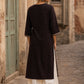 Timeless Black Ajrakh Polka Dot Cotton Kurta with Embroidered Floral Neckline