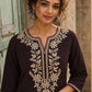 Timeless Black Ajrakh Polka Dot Cotton Kurta with Embroidered Floral Neckline