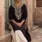 Timeless Black Ajrakh Polka Dot Cotton Kurta with Embroidered Floral Neckline