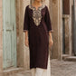 Timeless Black Ajrakh Polka Dot Cotton Kurta with Embroidered Floral Neckline
