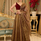 Regal ensemble gold tissue lehenga with intricate embroidery and a stunning velvet blouse  - Dupatta Optional