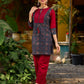 Blue Ajrakh short kurta with a handcrafted maroon patch.