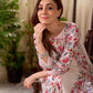 Soft White Mul Cotton Floral Hand Block Print Overlapping Straight Kurta with Pleated Scallop Lace Sleeve