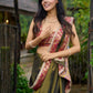 Regal olive tissue saree enhanced by intricate Banarasi brocade border