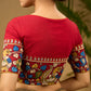 Elegant hand embroidered cotton blouse with intricate kalamkari border design.