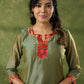 Soothing Olive Chanderi Kurta With Brocade Details - Pant Optional