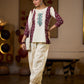 Ivory Cotton Flex Top with Maroon Ikat Panels and Hand Painted Gond Motif