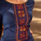 Contemporary Navy Cotton Kurta with Traditional Panel Thread Work