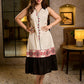 Ivory Cotton Flex Dress with Contrast Collar and Patola Inspired Hand Block Printed Border