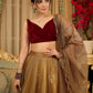 Regal ensemble gold tissue lehenga with intricate embroidery and a stunning velvet blouse  - Dupatta Optional