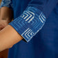 Classic indigo cotton patchwork top with  subtle pearl highlights