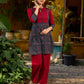 Blue Ajrakh short kurta with a handcrafted maroon patch.