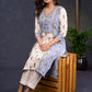 Simple-Blue-&-Grey-Cotton-Ikat-Combination-Kurta--Pant-Optional