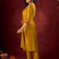 Vibrant Mustard Cotton-Silk Kurta with Pink Highlights & Subtle Gota Patti Work