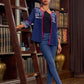 Bohemian Indigo Cotton Jacket Adorned With Pleats, Vibrant Mirror Lace And Pink Accents