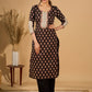 (3 piece Set) Artisan Noir Kurta Set with Intricate Appliqué & Kantha Work Silk Dupatta
