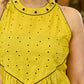 Yellow Jamdani Halter Neck Dress with Hakoba Yoke & Subtle Embellishments