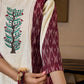 Ivory Cotton Flex Top with Maroon Ikat Panels and Hand Painted Gond Motif