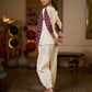 Ivory Cotton Flex Top with Maroon Ikat Panels and Hand Painted Gond Motif
