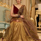 Regal ensemble gold tissue lehenga with intricate embroidery and a stunning velvet blouse  - Dupatta Optional