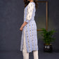 Simple-Blue-&-Grey-Cotton-Ikat-Combination-Kurta--Pant-Optional