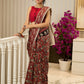 Maroon magic in bold paisley hand block prints on cotton saree