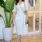 Classy White Mul Asymmetrical Handpainted Dress