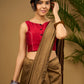 Smart maroon sleeveless slub silk blouse - Optional Plain Saree