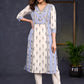 Simple-Blue-&-Grey-Cotton-Ikat-Combination-Kurta--Pant-Optional