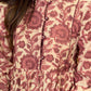 Crimson Garden Floral Printed Gathered Mul Cotton Top